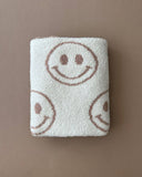 Latte Smiley Fuzzy Blanket