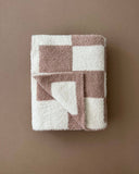 Latte Checkered Plush Blanket