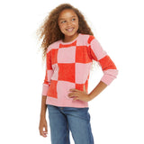 Chenille Checker Sweater | Pink & Red