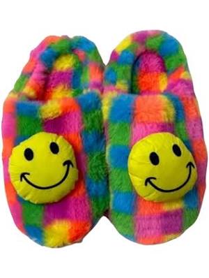 Checkered Smiley Face Slippers