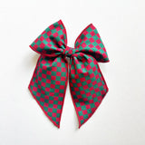 Vintage Red & Green Checkered Elle Hair Bow: Large