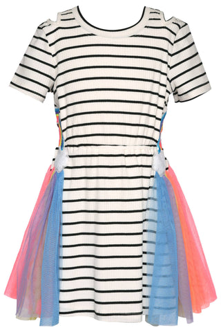 Stripe Dress W/ Side Rainbow