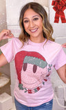 Smiley Leopard Merry and Bright Graphic Tee