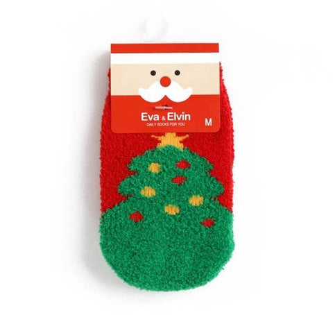 Fuzzy Fur Christmas Tree Cozy Socks