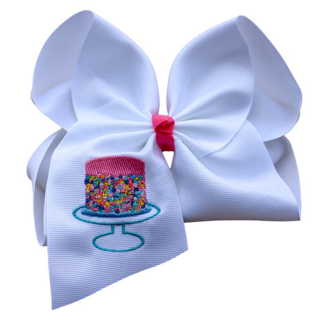 Confetti Cake Embroidered Bow