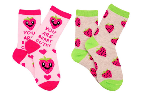 Berry Cute 2PK Crew Socks Shoe Size 9-3