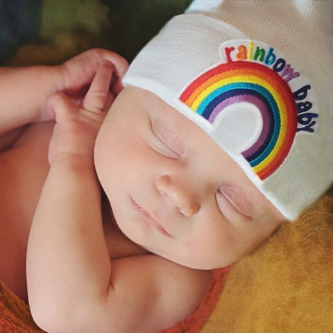 White Rainbow Baby Hat