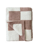 Latte Checkered Plush Blanket