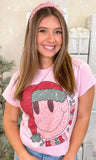 Smiley Leopard Merry and Bright Graphic Tee